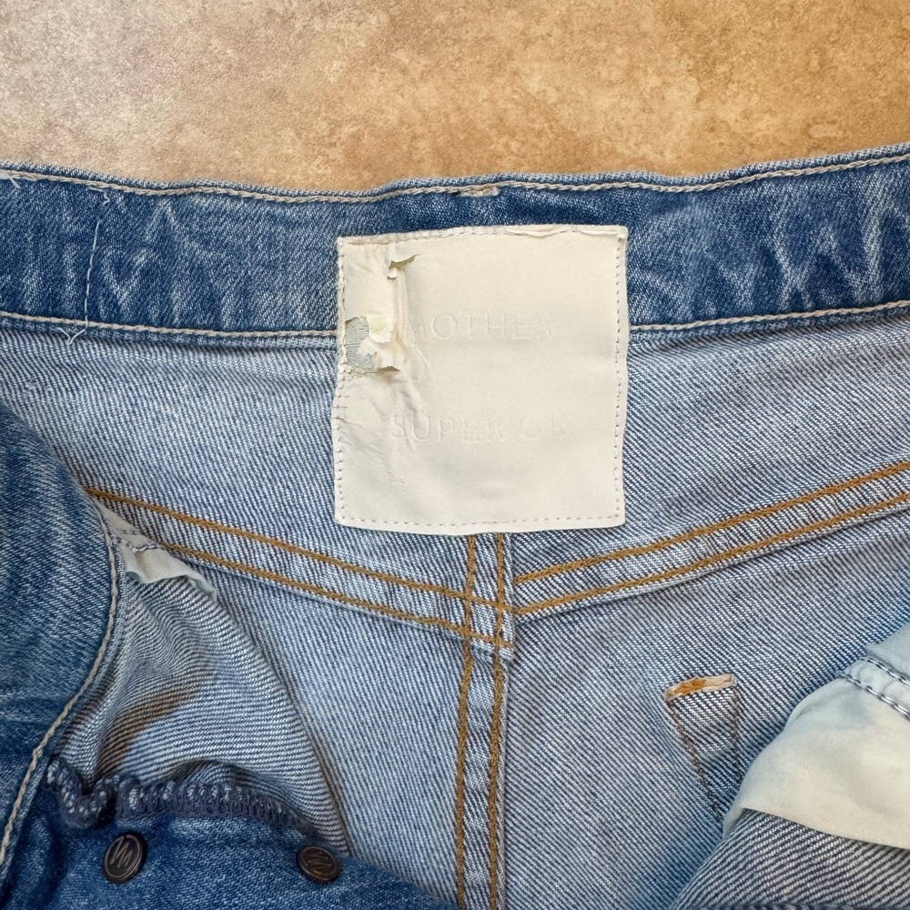 MOTHER Light Blue Distressed Denim Jean Shorts - Picture 2 of 6